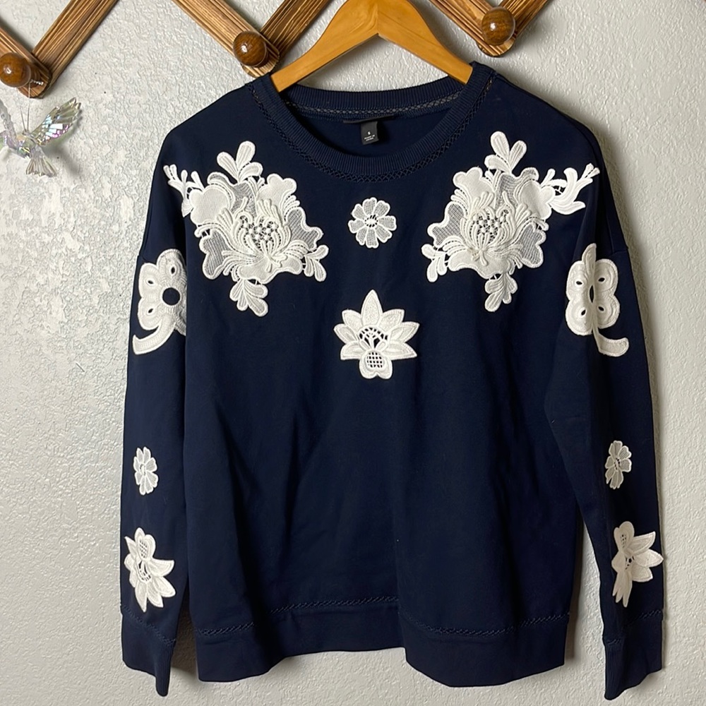 Victoria Beckham for target navy blue embroidered sweater
